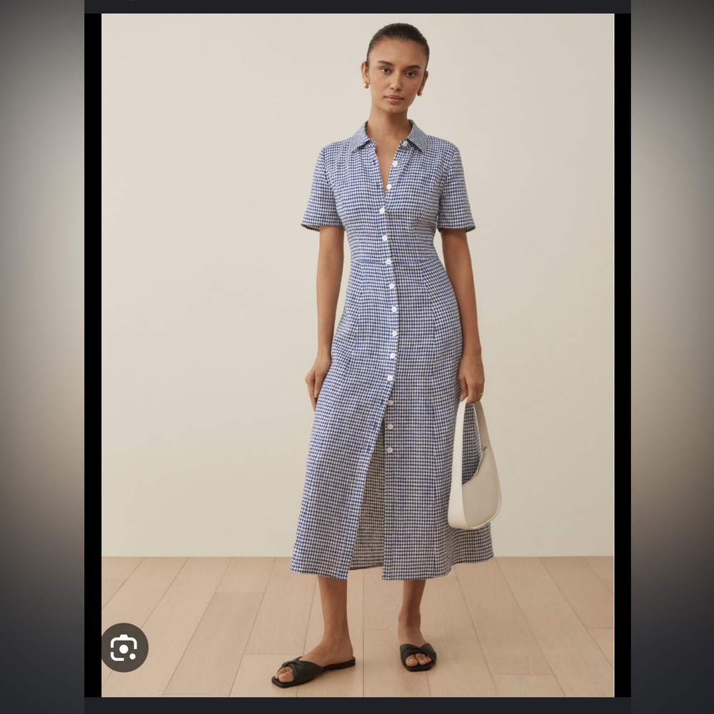 Reformation Marianne Linen Dress Gingham